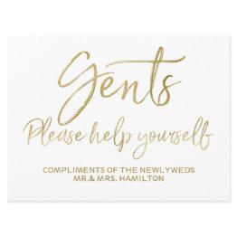 Small Gents Please Help Yourself Wedding Sign Invitation Front View