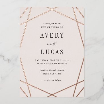 geo frame foil editable color wedding invitation f foil invitation