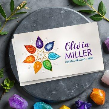 geode chakras mandala - lotus petals business invitations