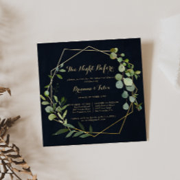 Small Geometric Gold Green Night Before Rehearsal Dinner Invitation Front View