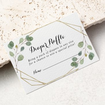 geometric greenery eucalyptus diaper raffle ticket enclosure invitations