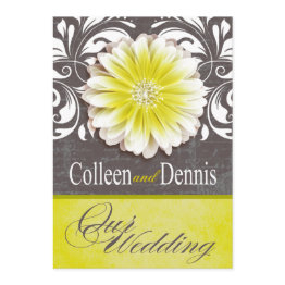 Small Gerbera Daisy Scroll 1 Wedding Yellow Chalkboard Invitation Front View