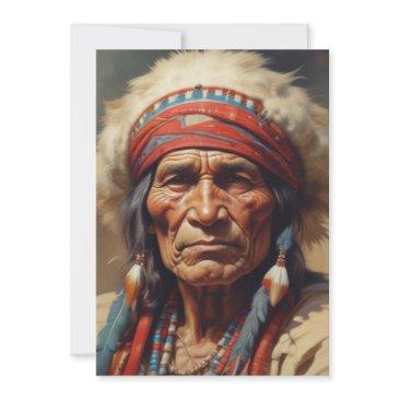 geronimo indian chief warrior portrait holiday invitations