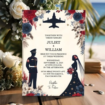 get navy army war marine tactical military wedding invitation