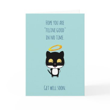 get well soon hope you are feline good angel cat invitations