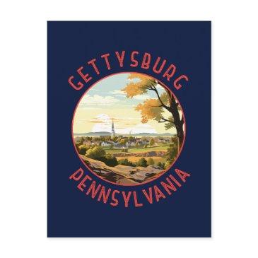 gettysburg pennsylvania retro distressed circle postinvitations