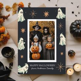 Small Ghost Halloween Spooktacular Family Photo Holiday Invitations Front View