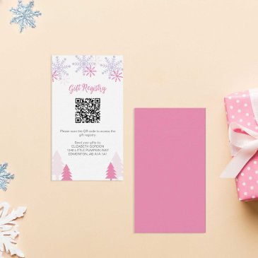 gift registry snowflake baby shower winter qr code enclosure invitations
