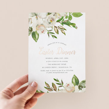 gilded blooms easter dinner foil invitation