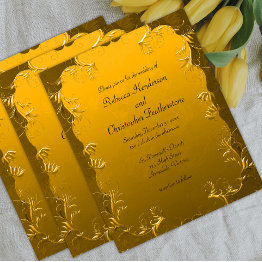 Small Gilded Elegance Golden Budget Wedding Invitation Flyer Front View