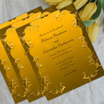 gilded elegance golden budget wedding invitation flyer