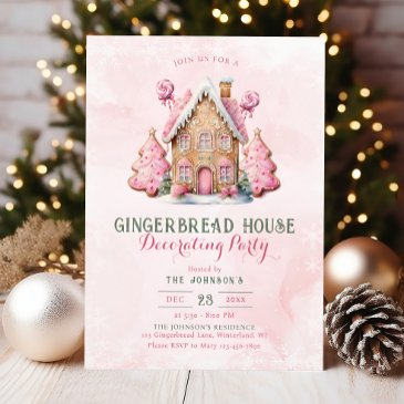 gingerbread decorating christmas party invitation