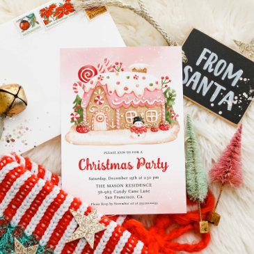 gingerbread house christmas party invitation