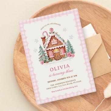 gingerbread house girl birthday party invitation