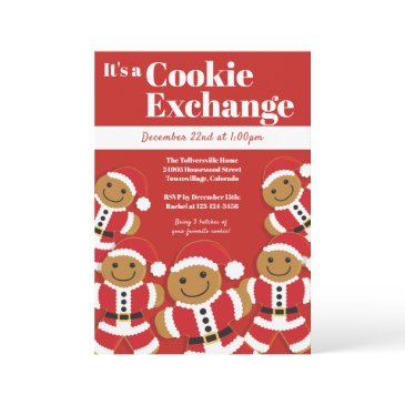 gingerbread santa cookie exchange christmas party invitation