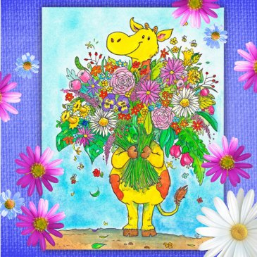 giraffe bouquet postinvitations