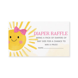 Small Girl A Little Ray Of Sunshine Diaper Raffle Enclosure Invitations Front View
