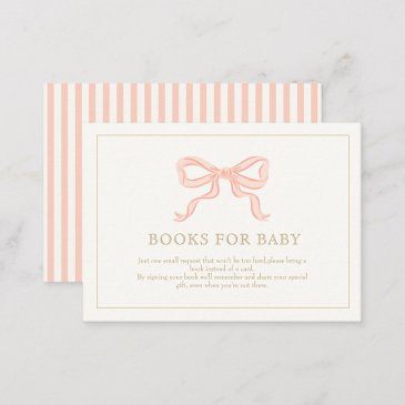 girl pink ribbon elegant minimalist books for baby enclosure invitations