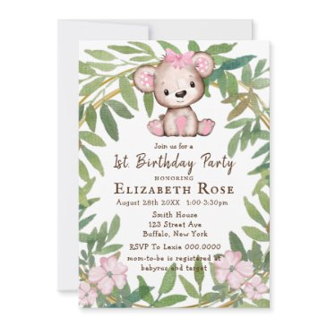 girl’s watercolor teddy bear 1st. birthday party