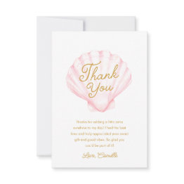 Small Girl Summer Beach Baby Shower Thank You Invitations Front View