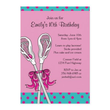 girls lacrosse themed birthday invitations