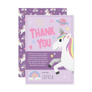 girls magical purple unicorn kids birthday thank you invitations