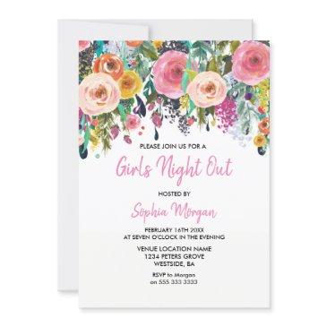 girls night out invitation pink floral sublime