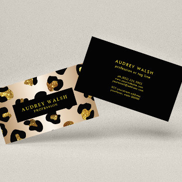 girly glittery faux gold leopard print luxury business invitations