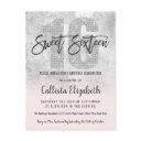 girly grunge silver pink glitter foil sweet 16 invitation postinvitations
