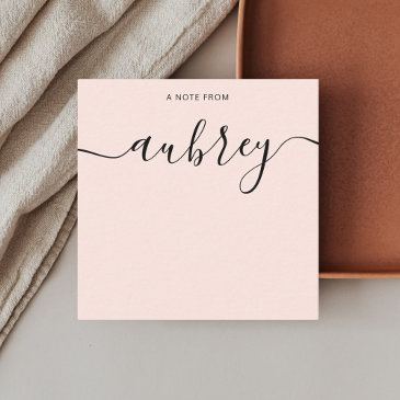 girly monogram calligraphy blush pink note invitations