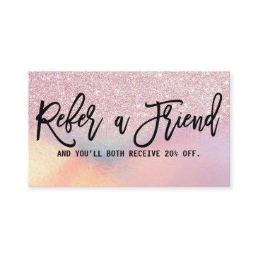 girly pink glitter iridescent ombre referral invitations