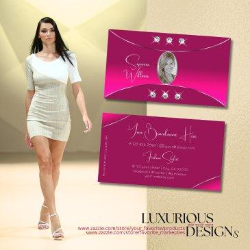 girly pink with silver decor diamonds and photo business invitations
