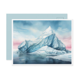 Small Glacial Beauty, Watercolor Iceberg Postinvitations Front View
