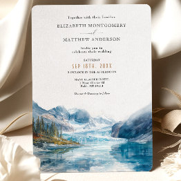 Small Glacier Mountains Montana Wedding Invitation Front View
