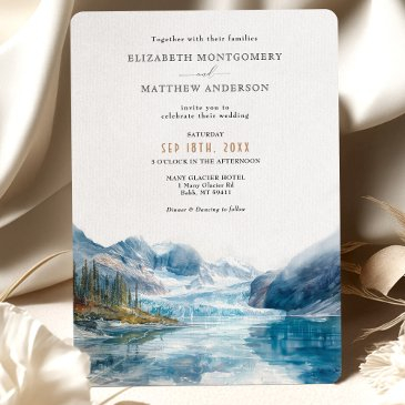 glacier mountains montana wedding invitation
