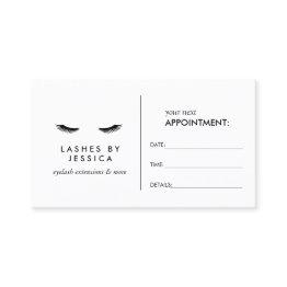 Small Glam Eyelashes Black And White Appointment Invitations Front View