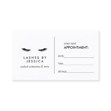 glam eyelashes black and white appointment invitations