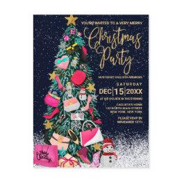 Small Glam Girly Shoes Purse Makeup Christmas Tree Holiday Postinvitations Front View