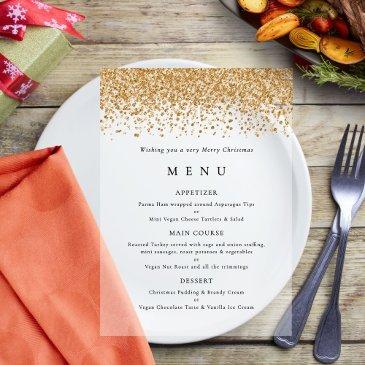 glam gold faux glitter christmas party menu acrylic invitations