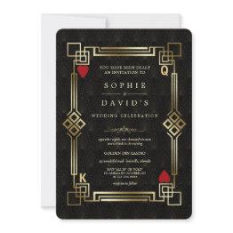 Small Glam Great Gatsby Casino Poker Las Vegas Wedding Invitation Front View