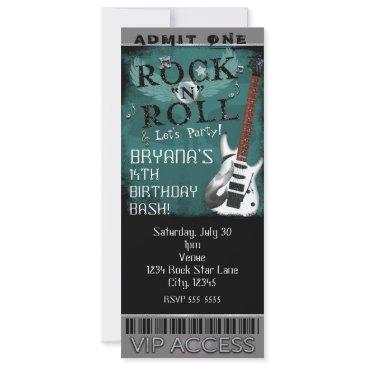 glam rock n roll star birthday ticket vip party invitation