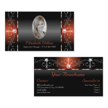 glamorous black brown squiggled jewels with photo business invitations