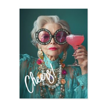 glamorous elderly woman bold luxury fashion postinvitations