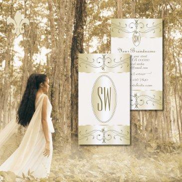glamorous gold and cream ornate ornaments initials business invitations