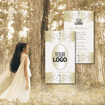 glamorous gold cream ornate ornaments with logo business invitations