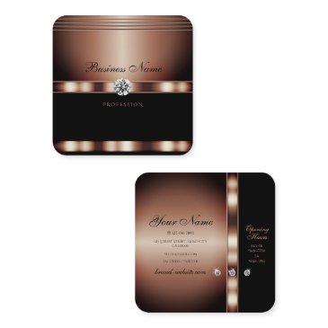 glamorous rose gold black with faux rhinestones square business invitations
