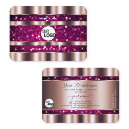 Small Glamorous Rose Gold Pink Glitter Stars Add Logo Business Invitations Front View