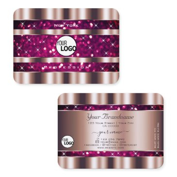 glamorous rose gold pink glitter stars add logo business invitations