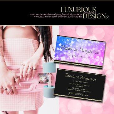glamour blue pink glitter black golden border business invitations
