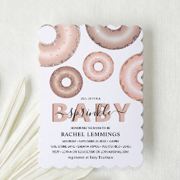 Small Glitter Donut Baby Sprinkle Girl Baby Shower Invitation Front View